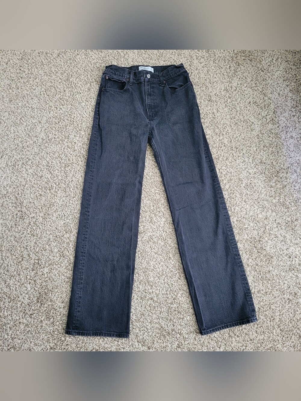 Abercrombie & Fitch 90s Relaxed Jean Jeans High Rise Waist Black Gray 27 4